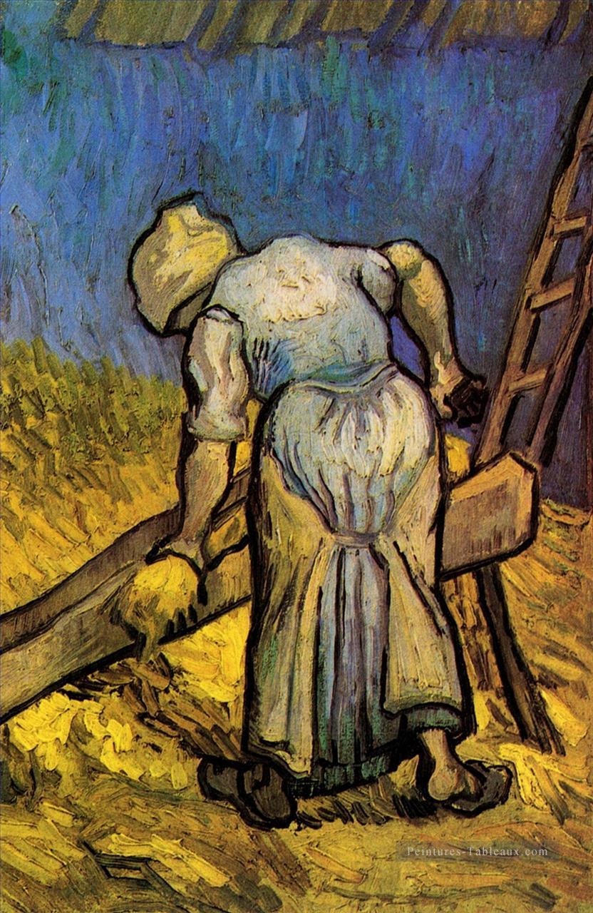 Paysanne coupe paille après Millet Vincent van Gogh Peintures à l'huile